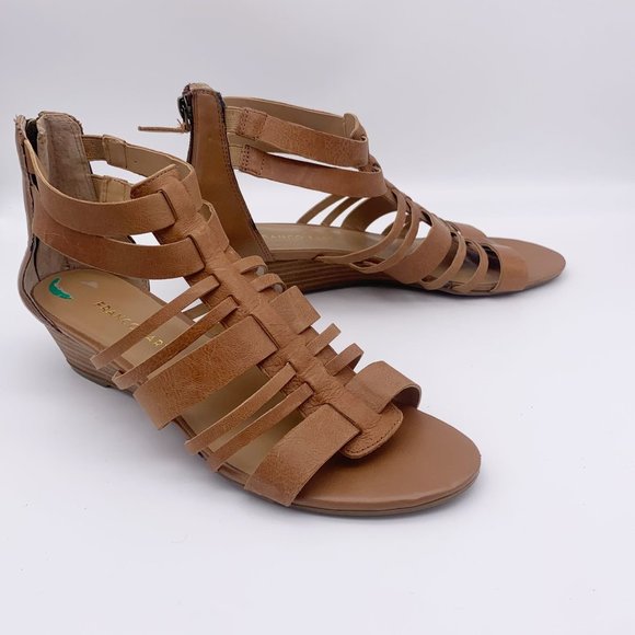 Franco Sarto Uzeta Sandals Cognac Gladiator Wedge Size 8 - Picture 1 of 14